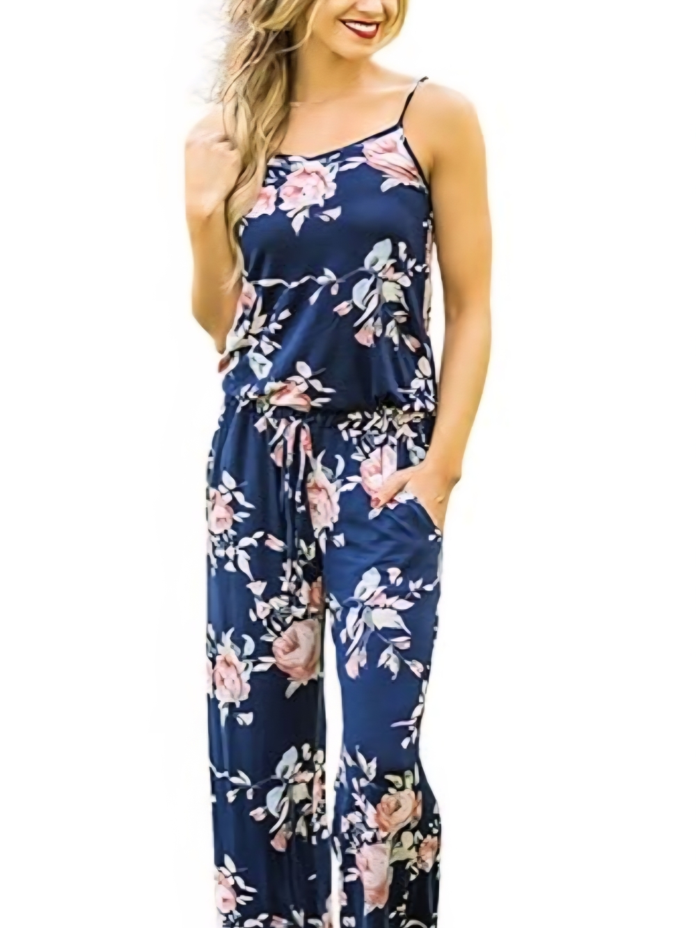 Floral Navy Wide-Leg Jumpsuit